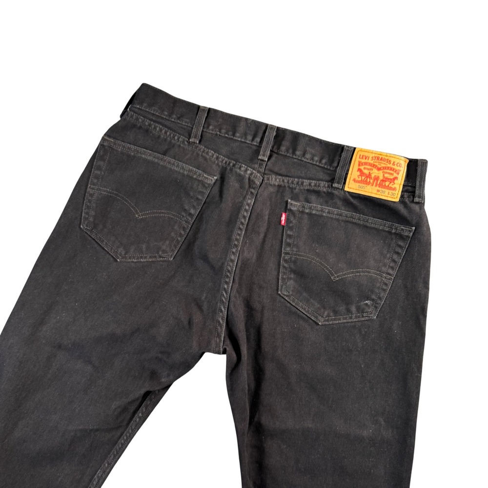 Levi's 505 Mens Black Straight Leg‎ Jeans Classic Fit Y2K Denim W37 L30